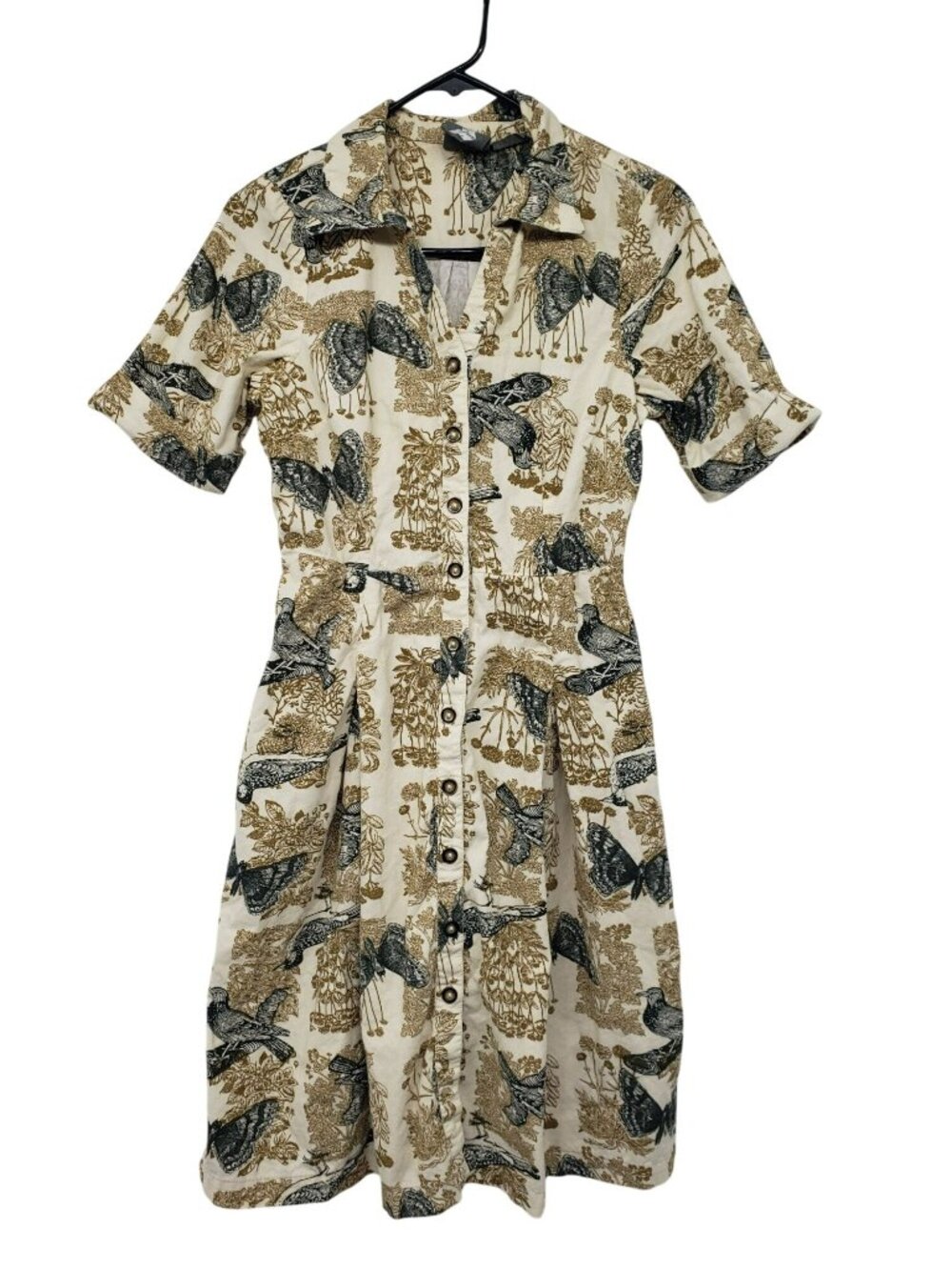 Anthropologie Girls from Savoy Alary Shirt Dress Corduroy Bird Butterfly Twee - Picture 2 of 11